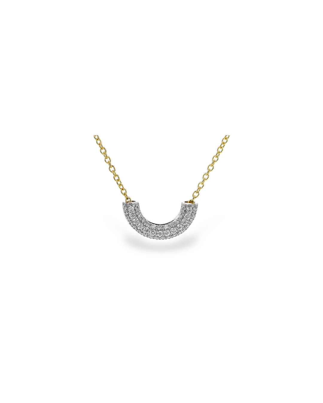 14KY Curved Pave Bar Necklace