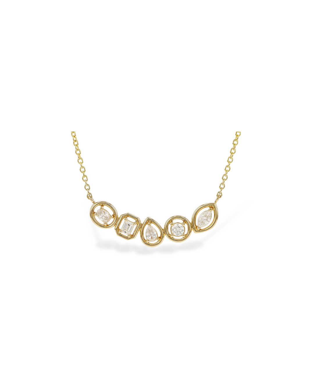 14KY Alternating Diamond Shapes Necklace