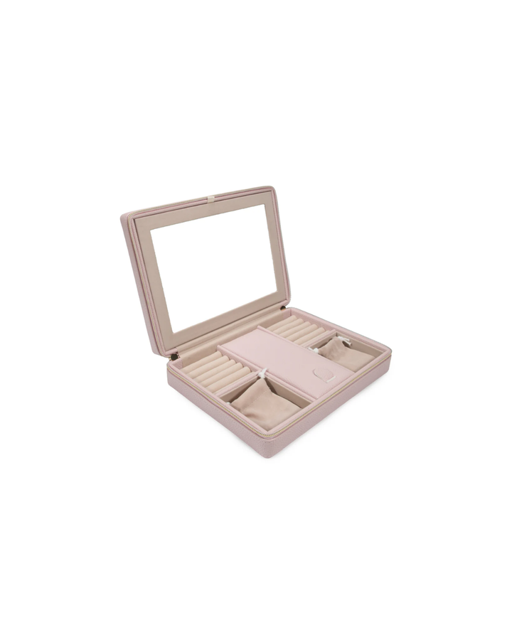 Leah Large Travel Jewelry Case, Pearl White