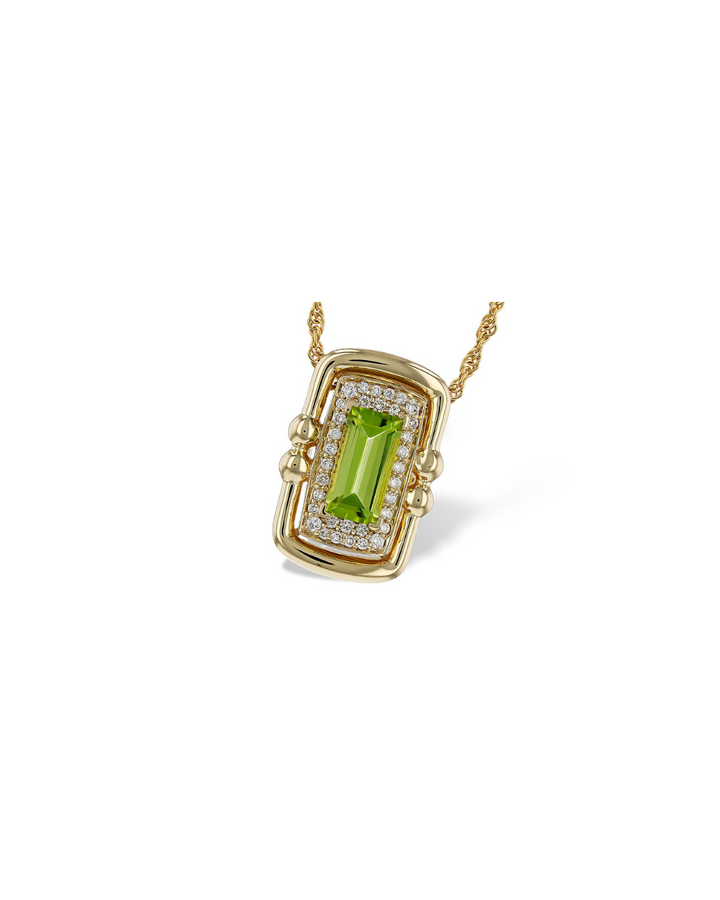14KY Peridot and Diamond Pendant