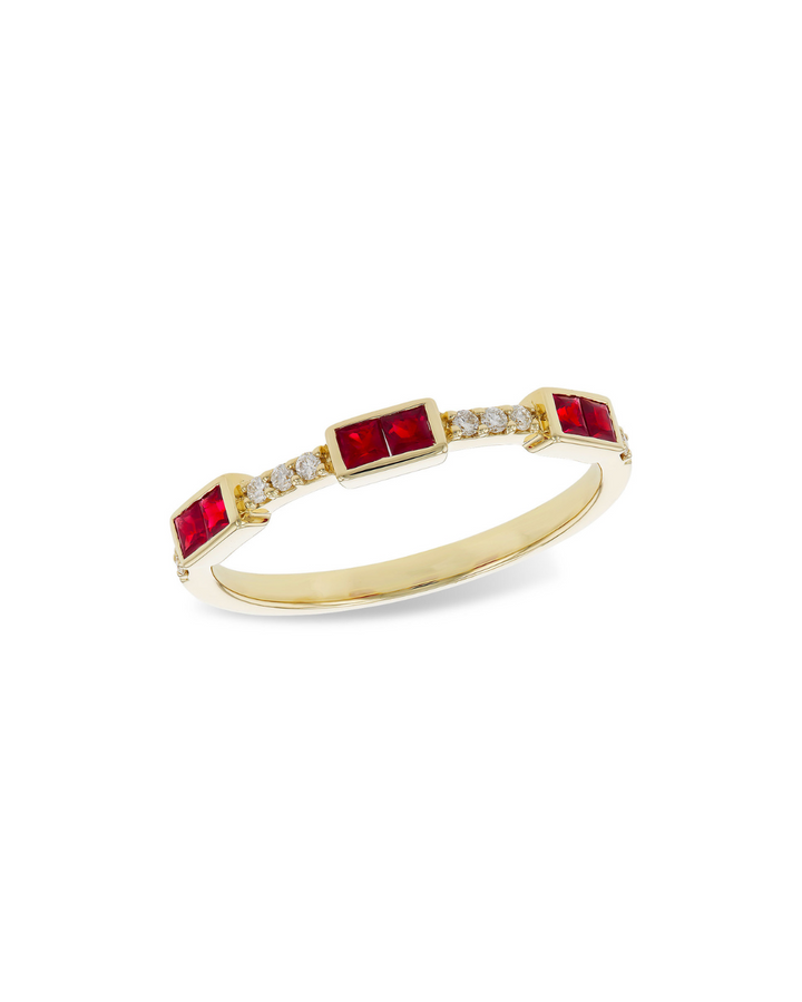 14KY Ruby and Diamond Wedding Band