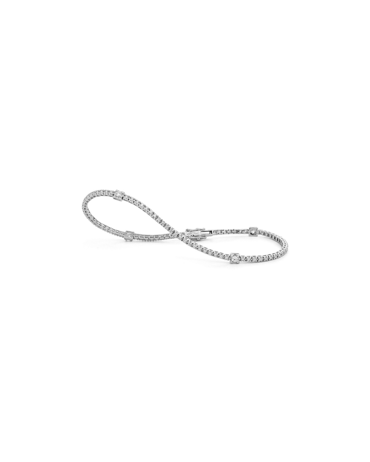14KW One Row Diamond Station Bracelet