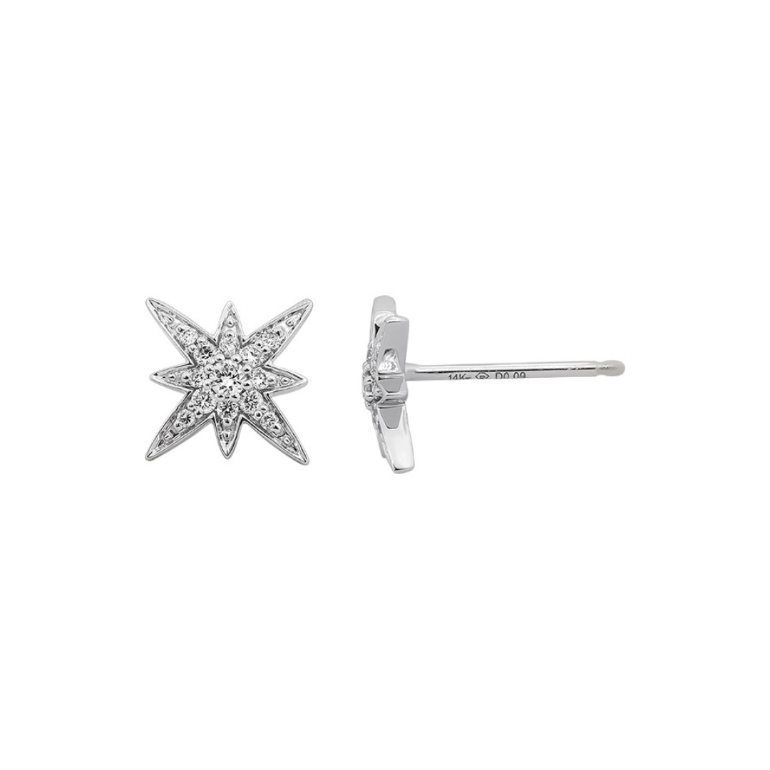 14K WG Starburst Diamond Earrings