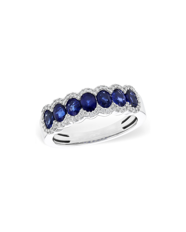 14KW Seven Stone Sapphire with Diamonds Ring