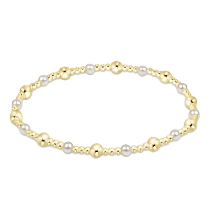 enewton Classic Gold Sincerity Pattern 4mm Bead Bracelet - Pearl