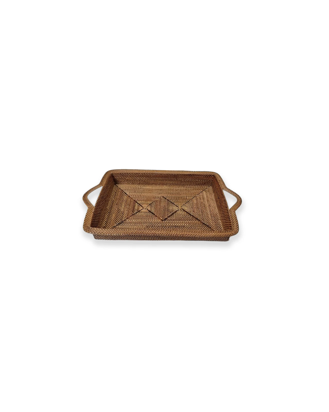 Handwoven Rectangular Decorative Tray with Handles
