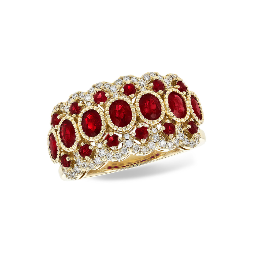 AK14 KT Yellow Gold, Ruby, and Diamond Ring