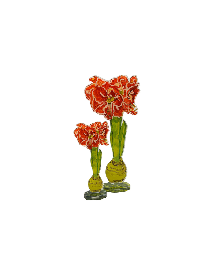 Kimberly Hodge Single Flower Acrylic Red Orange Amaryllis