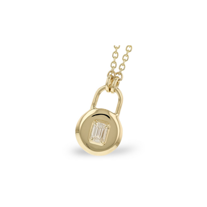 AK 14Y Emerald Cut Love Lock 18" Necklace