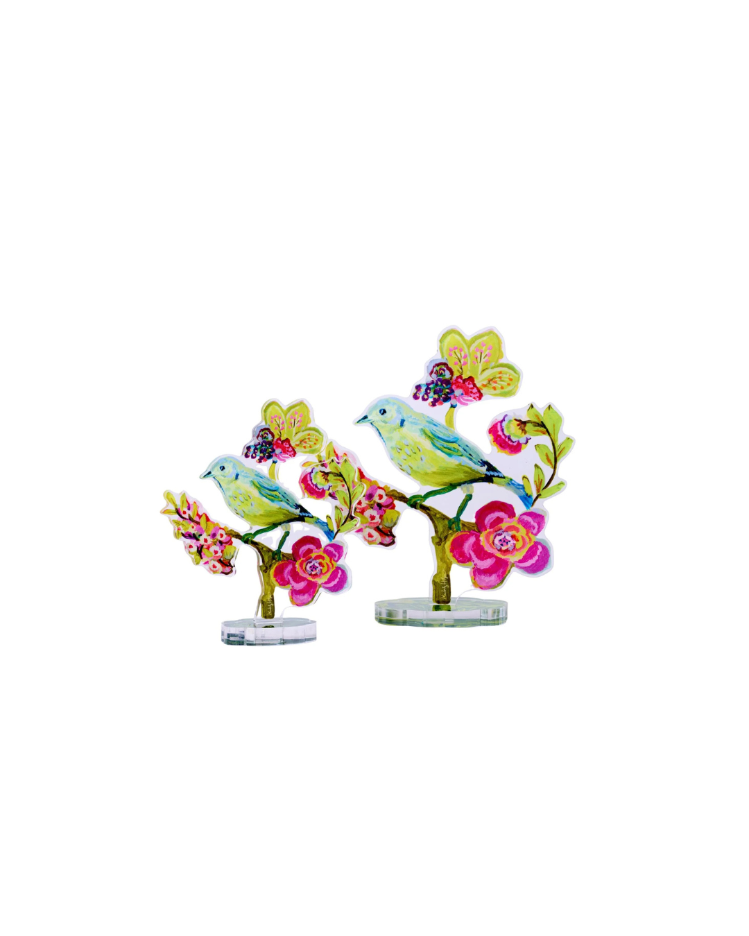 Purple Poppy Mallow Warbler Acrylic Single Bird
