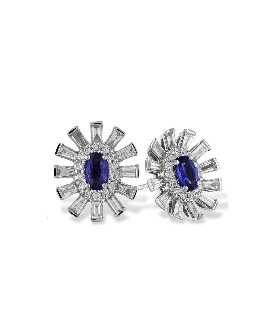 14KY Sapphire and Diamond Sun Earrings