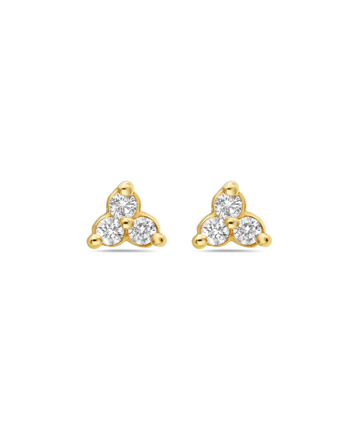 14K Gold Diamond Triangle Studs