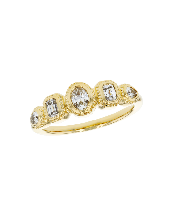 14KY Alternating Fancy Cut Diamond Ring