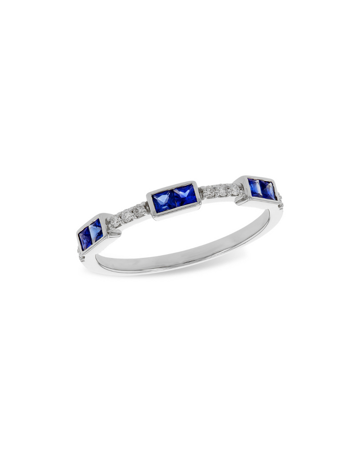 14KW Sapphire and Diamond Wedding Band
