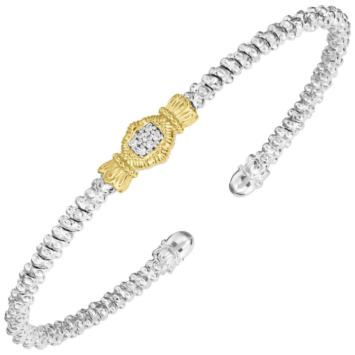 VAHAN 2MM Closed Band Bracelet, 0.05CT 14K Yellow Gold & Sterling Silver