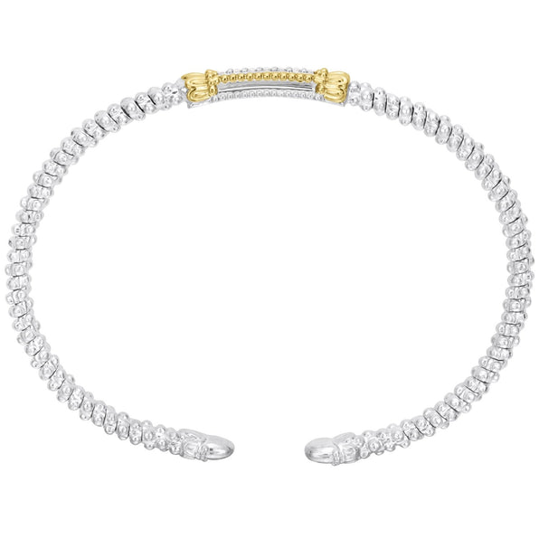 VAHAN - 2MM Closed Band Bracelet 0.07CT 14KT Yellow Gold, Sterling Sliver Diamond Bar Bracelet