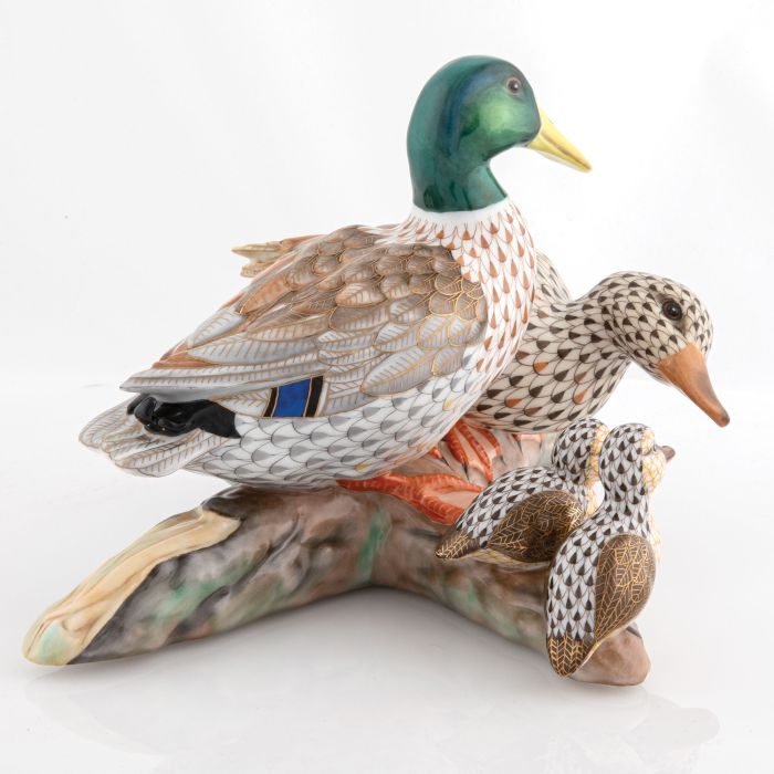 Herend Mallard Duck Family, Multicolor