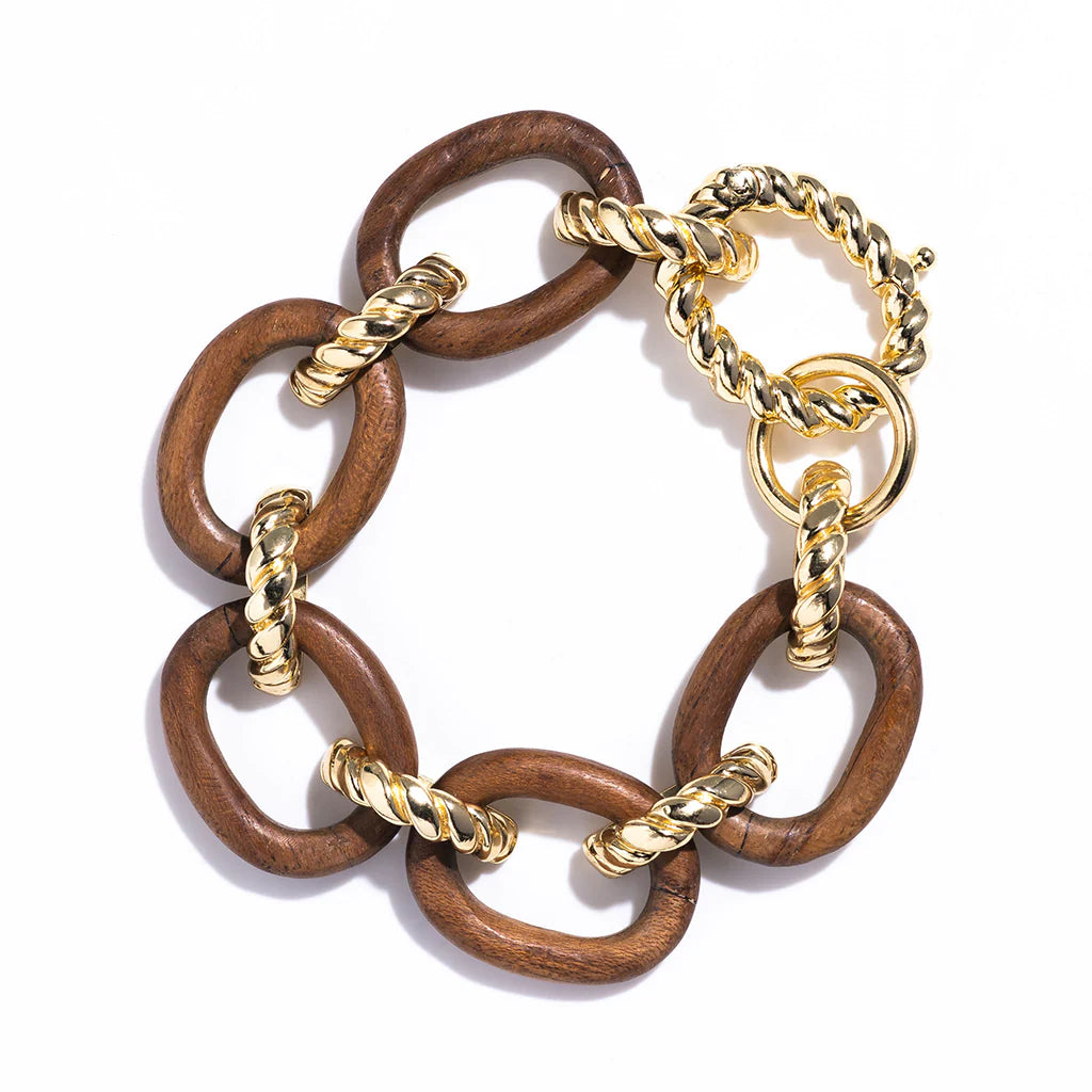 Capucine De Wulf Earth Goddess Link Bracelet, 7"+1.5" - Teak