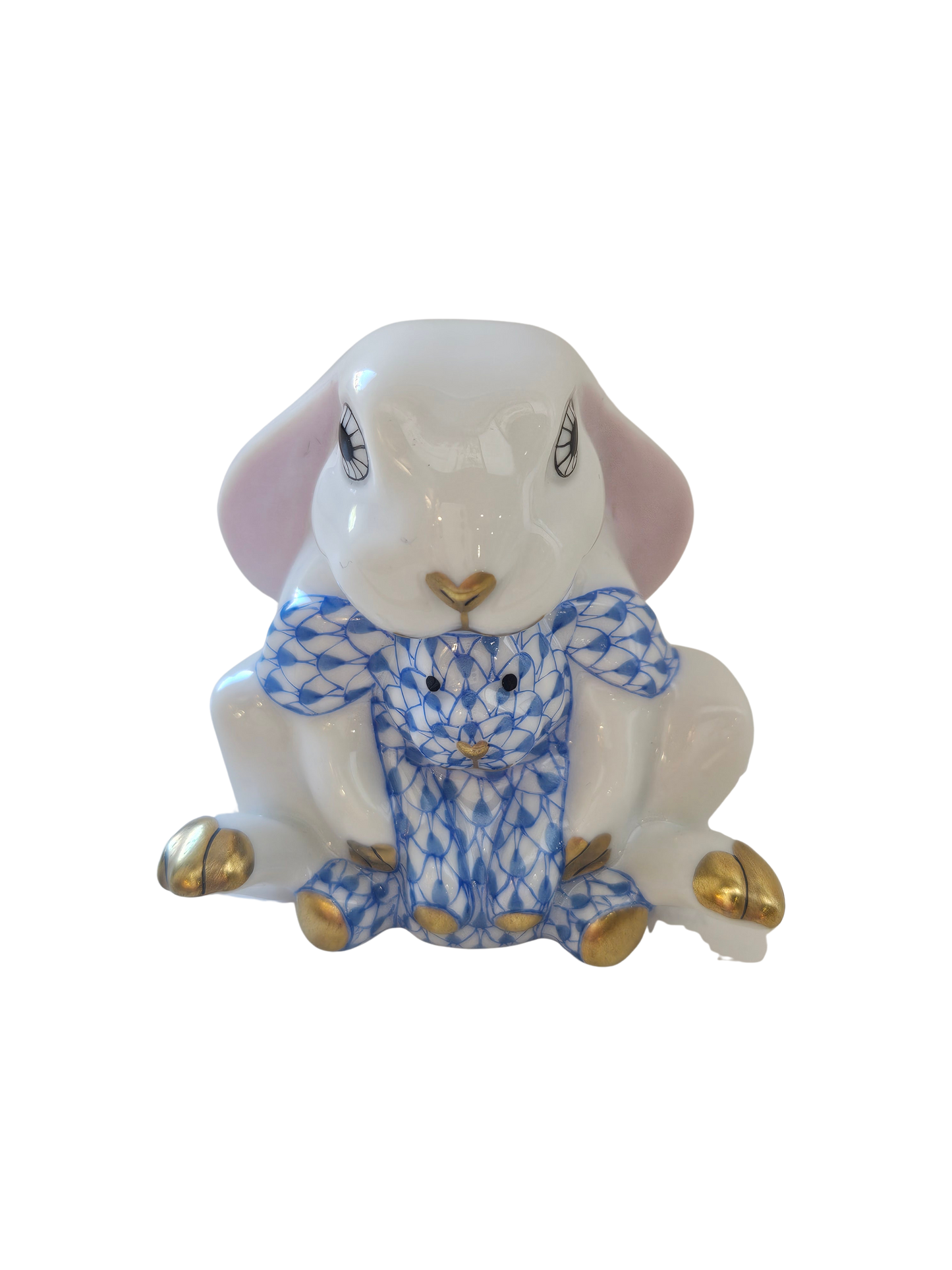 Herend White Bunny & Blue Lovey