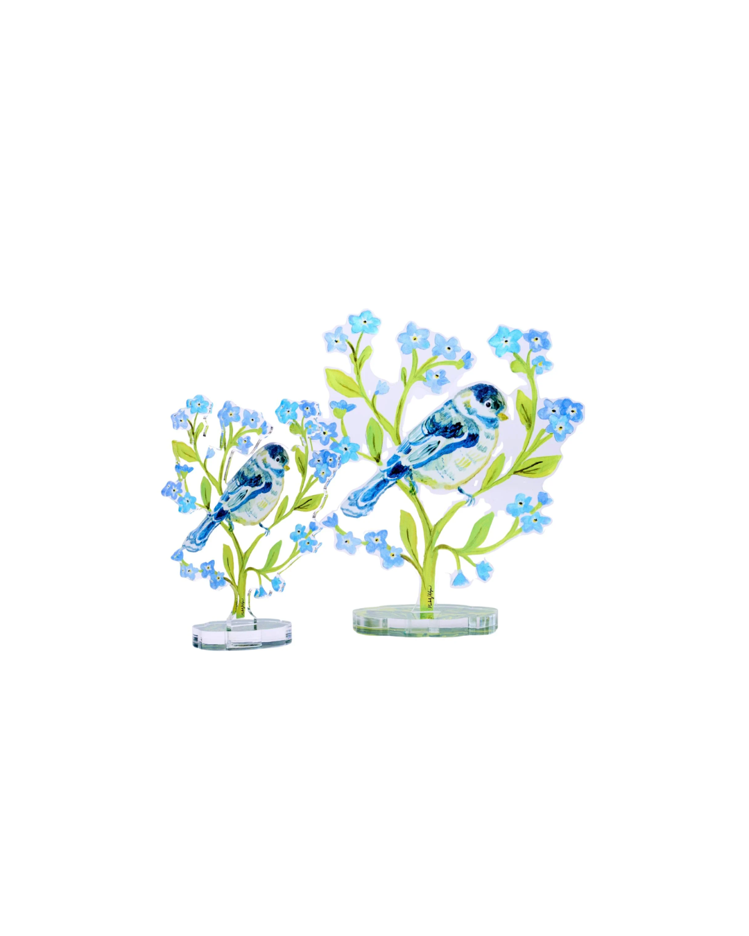 Chicakadee and Forget me Nots Acrylic Single Bird