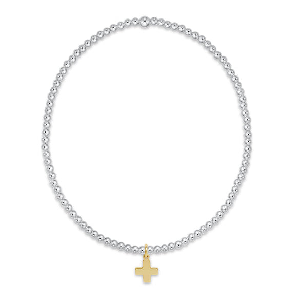 Enewton Classic Mixed Metal 2mm Bracelet - Signature Cross Small Gold Charm
