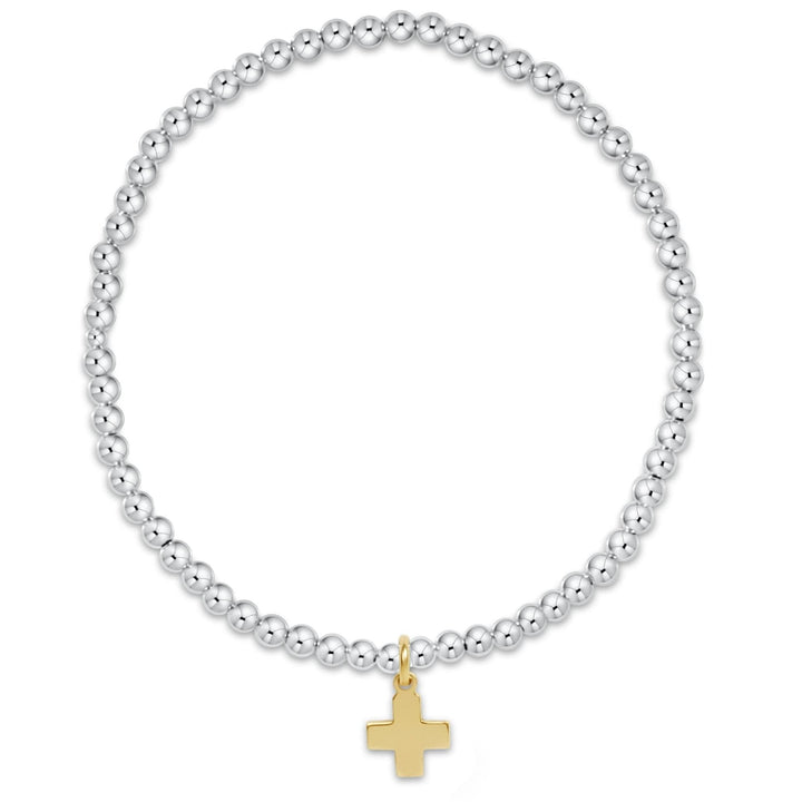 Enewton Classic Mixed Metal 3mm Bracelet - Signature Cross Gold Charm