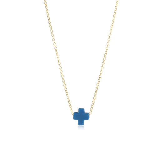 enewton 16" NECKLACE GOLD - SIGNATURE CROSS COBALT