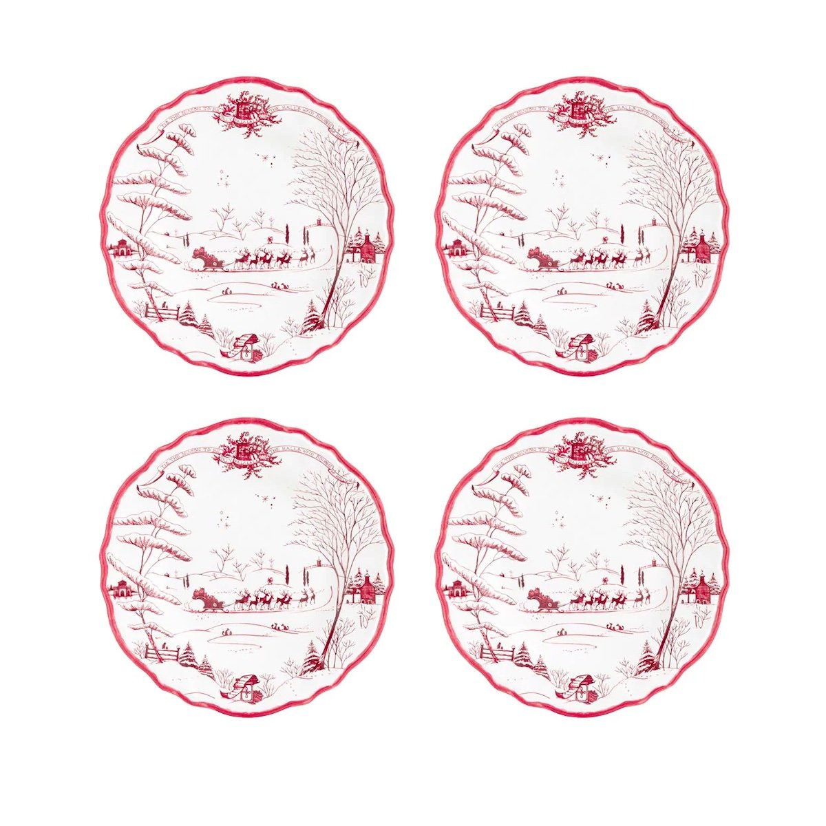 Country Estate Winter Frolic Melamine Dessert/Salad Plate Set/4