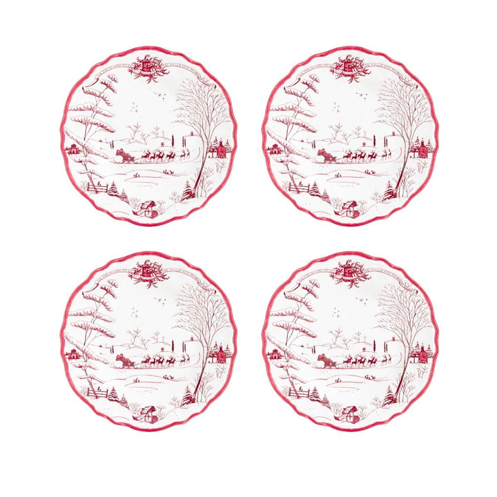 Country Estate Winter Frolic Melamine Dessert/Salad Plate Set/4
