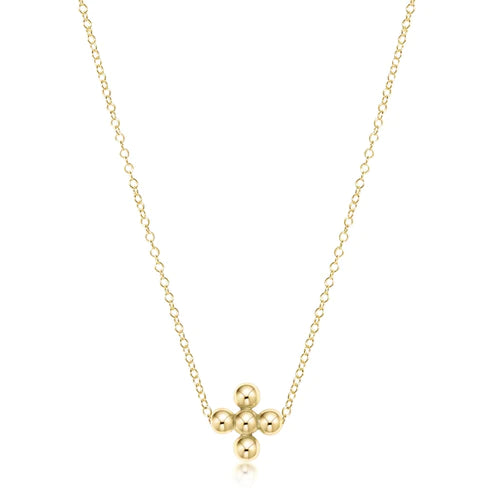 enewton 16" Necklace Gold - Classic Beaded Signature Cross Small Gold Charm