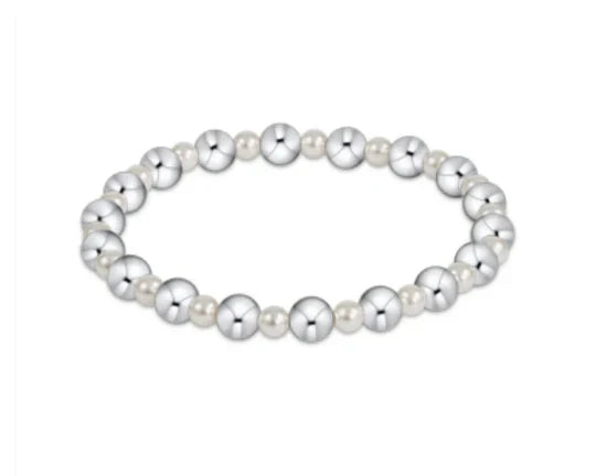 Pearl Grateful Pattern 4mm Bead Bracelet - 6mm Sterling