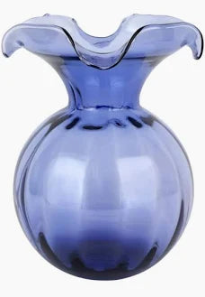 Vietri Hibiscus Glass Indigo Fluted Vase