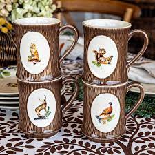 Juliska Forest Walk Animal Mugs Assorted Set of 4