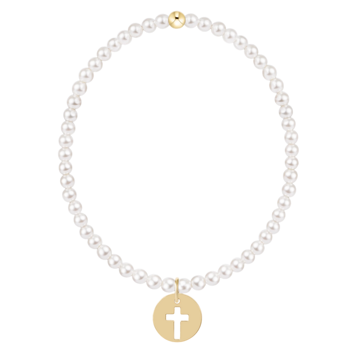 Enewton egirl Classic Pearl 3mm Bracelet - Blessed Gold Disc