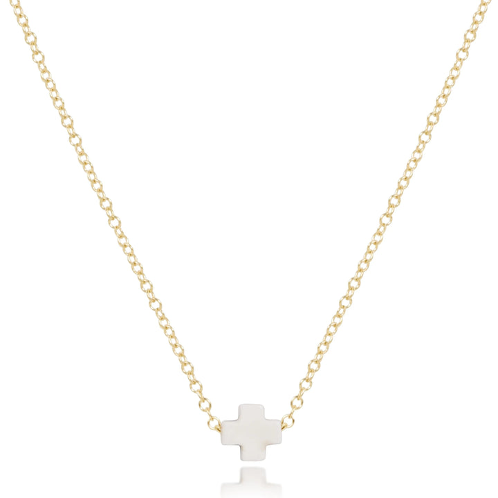 Enewton egirl 14" Necklace Gold - Signature Cross Small Off-White