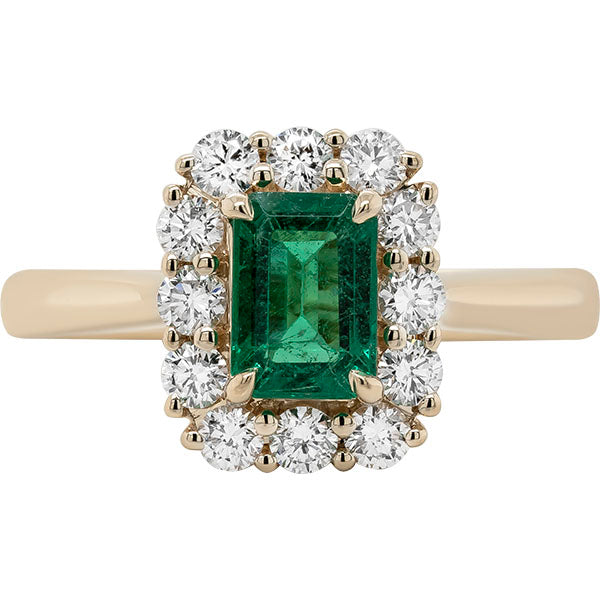 Emerald and Diamond Cocktail Ring, 14 karat yellow gold