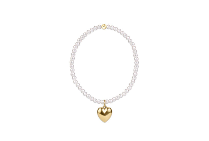 Enewton Extends Classic Pearl 3mm Bracelet - Love Plush Gold Charm