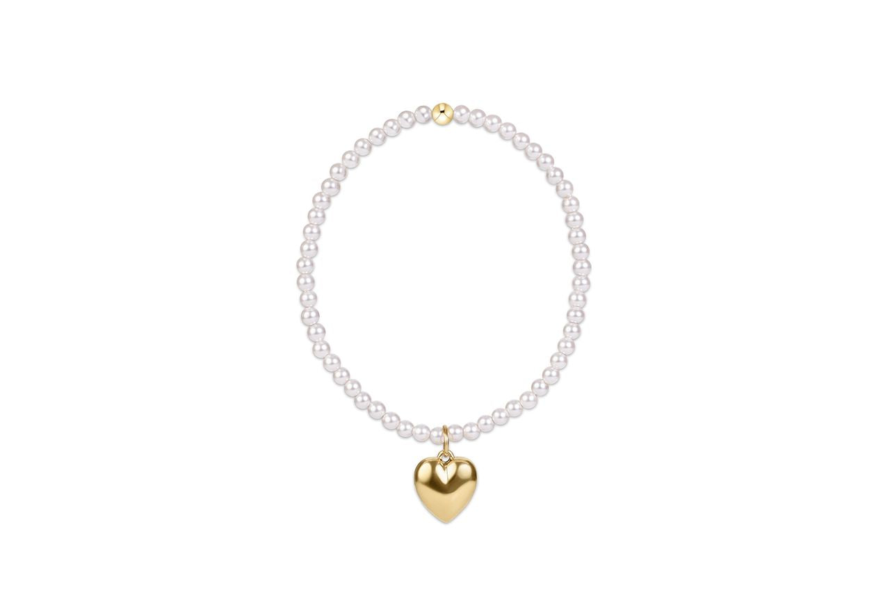 Enewton Classic Pearl 3mm Bracelet - Love Plush Gold Charm