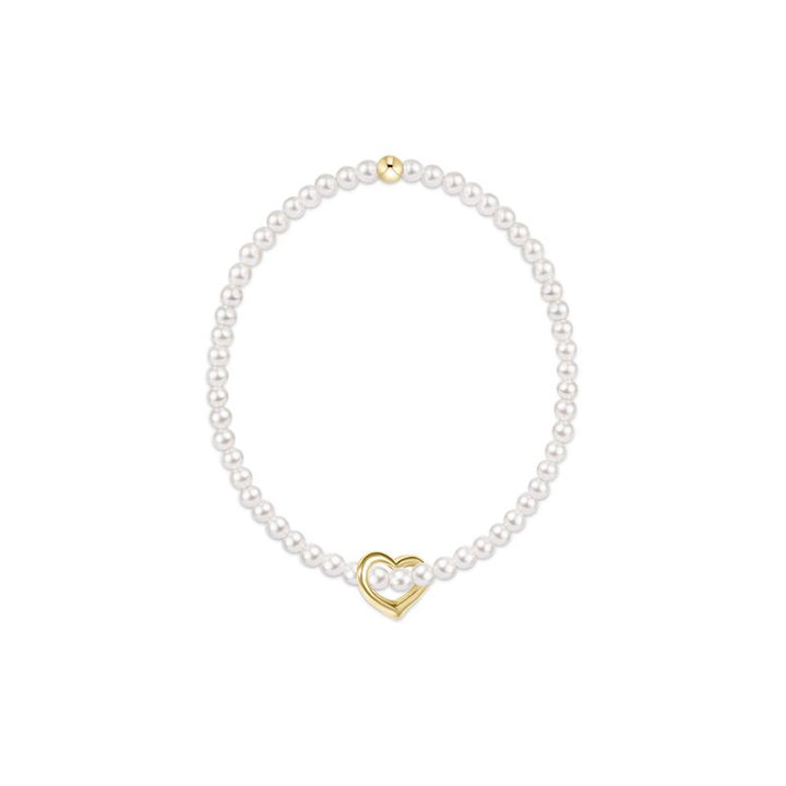 Enewton Classic Pearl 3mm Bracelet - Love Gold Charm