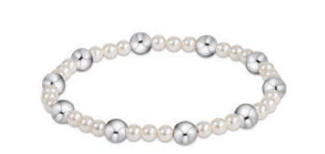 Pearl Sincerity Pattern 4mm Bead Bracelet - 6mm Sterling