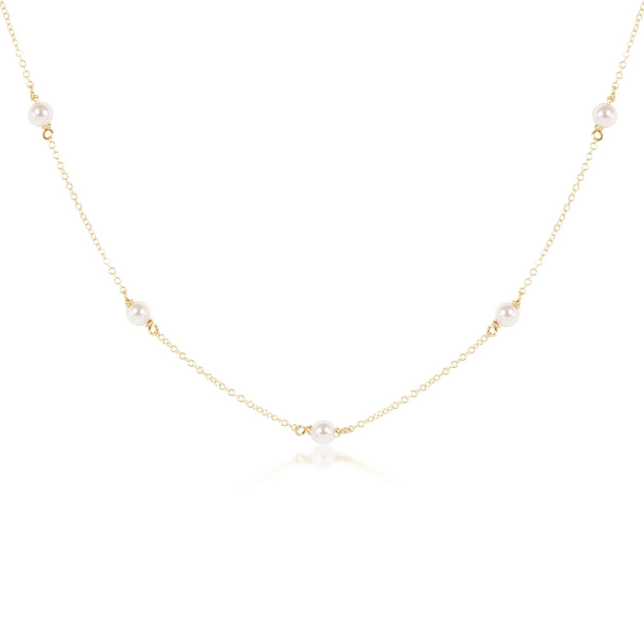 Enewton 15" Choker Simplicity Chain Gold - Pearl 4mm