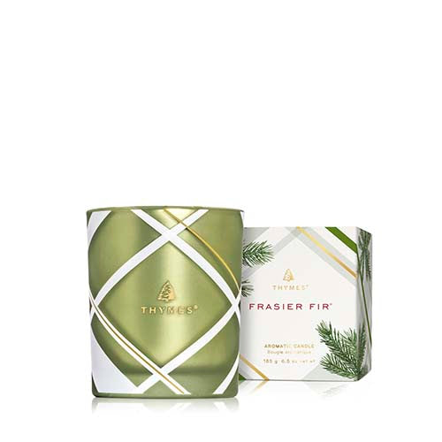 Thymes Frasier Fir Frosted Plaid Candle