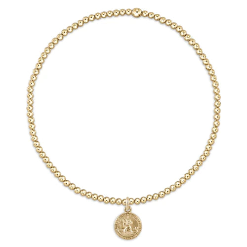 enewton Classic 3mm Bead Bracelet Gold - Protection Gold Disc