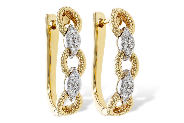 14K Yellow and White Gold Diamond Hoops