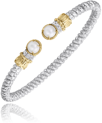 VAHAN 3MM Open Band Bracelet - Pearl