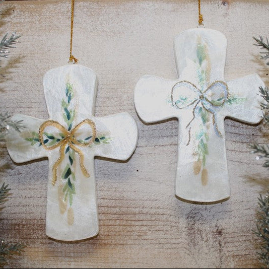 Trade Cie Handmade Capiz Cross Ornament, 2 Assorted