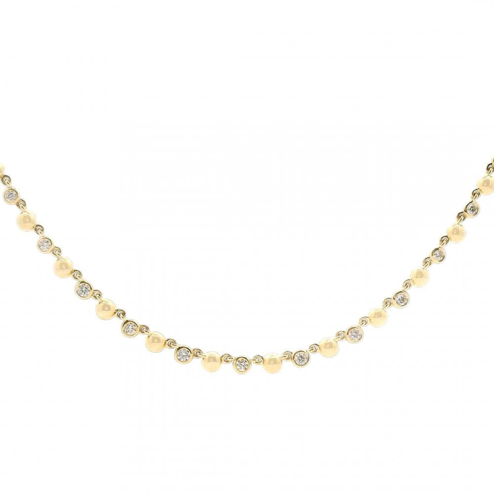 Alternating Diamond and Gold Bead Necklace