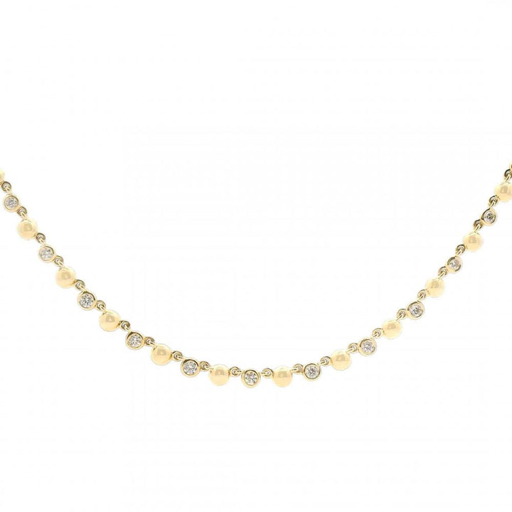 Alternating Diamond and Gold Bead Necklace
