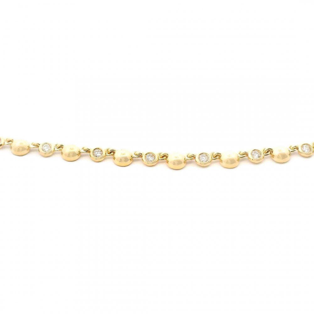 Alternating Diamond and Gold Bead Necklace