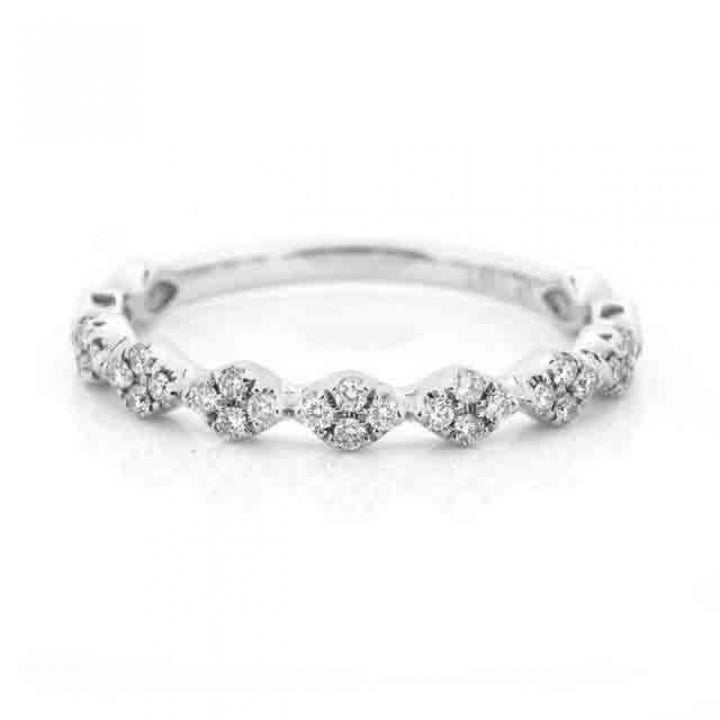 7 Station Diamond Band White Gold